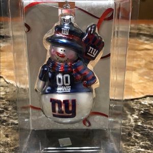 Blown Glass New York Giants snowman ornament